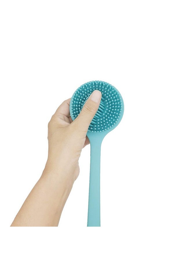 DNC - DNC Soft Silicone Back Scrubber Shower Bath Body Brush with Long Handle, BPA-Free, Hypoallergenic, Eco-Friendly (Blue) - Image 1