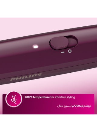 Heated straightening brush BHH730/03|Naturally straight hair in 5 minutes|  Keratin infused ceramic coating|1 temperature mode| Triple bristle detangles and  protect the scalp Black - view 2