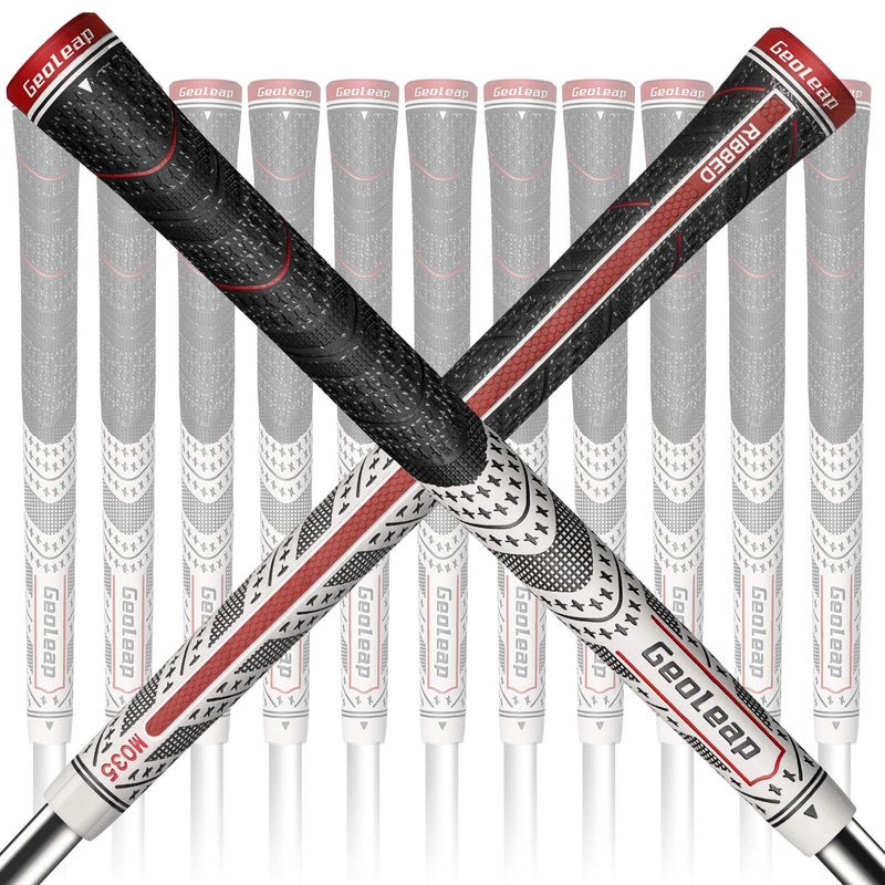 Geoleap ACER Golf Grips Set of 13 Back Rib Improved ControlMulti Compound Rubber And Cord Hybrid Golf Club Grips StandardMdisize 5 Colors Optional Midsize White