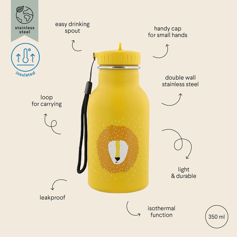 Trixie Insulated Drinking Bottle - Mr. Lion - 350ml Stainless Steel Water Bottle for Kids - Yellow - Image 5