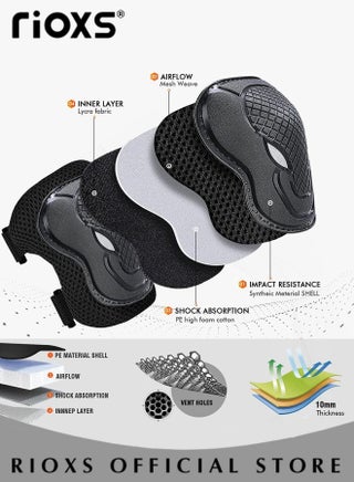 7 Piece Universal Protective Gear Set for Adult Comfort Scooter Cycling Bike Helmet Knee and Elbow Pads Set Outdoor Sports Protective Gear Set - view 5