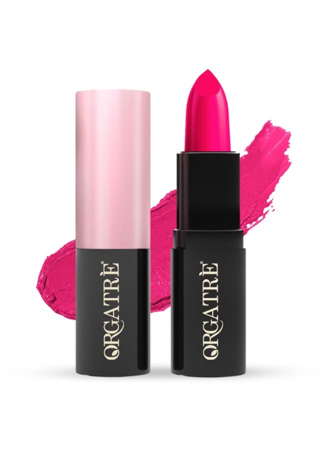 Orgatre MoodBliss Creamy Matte Long Lasting Bullet Lipstick for Women | Intense Colour | Non-Drying | Highly Pigmented Non-Transfer Formula | Enriched with Almond Oil (Peony Pink, 3.2 gm) - Image 1