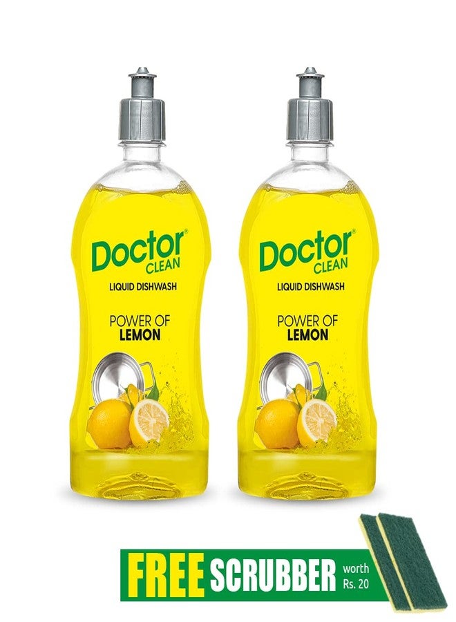 Doctor Clean Lemon Liquid Dishwash Gel, Scratch-Free, Easy Rinse, Non-Harming, Cuts Grease (Pack of 2, 500ml Kitchen Liquid) - Image 5