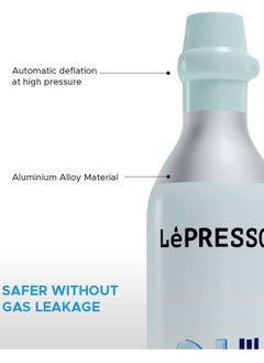 LePRESSO 0.6L CO2 Capsule / Turns Water into Sparking Water in Seconds / Easy Install & Usage / Safe & Without Gas Leakage / Automatic Deflation at High Pressure- Silver  - Image 3