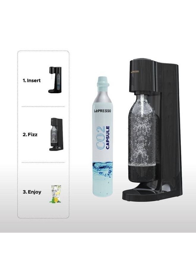 LePRESSO - 0.6L CO2 Capsule / Turns Water into Sparking Water in Seconds / Easy Install & Usage / Safe & Without Gas Leakage / Automatic Deflation at High Pressure- Silver - Image 1