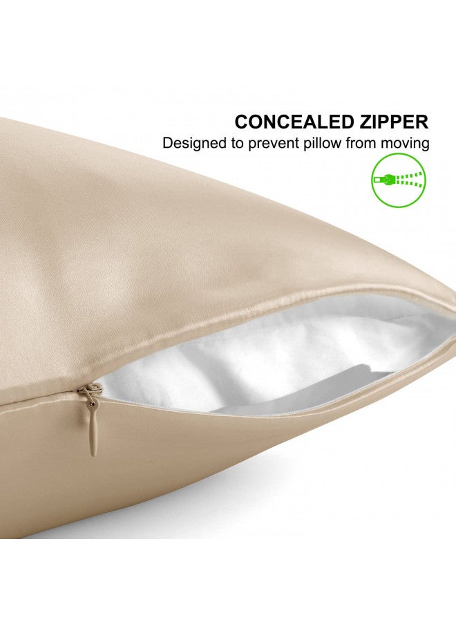 ALASKA BEAR Natural Silk Pillowcase, Hypoallergenic, 19 Momme, 600 Thread Count 100 Percent Mulberry Silk, King Size with Hidden Zipper (1,Champagne Gold) - Image 2