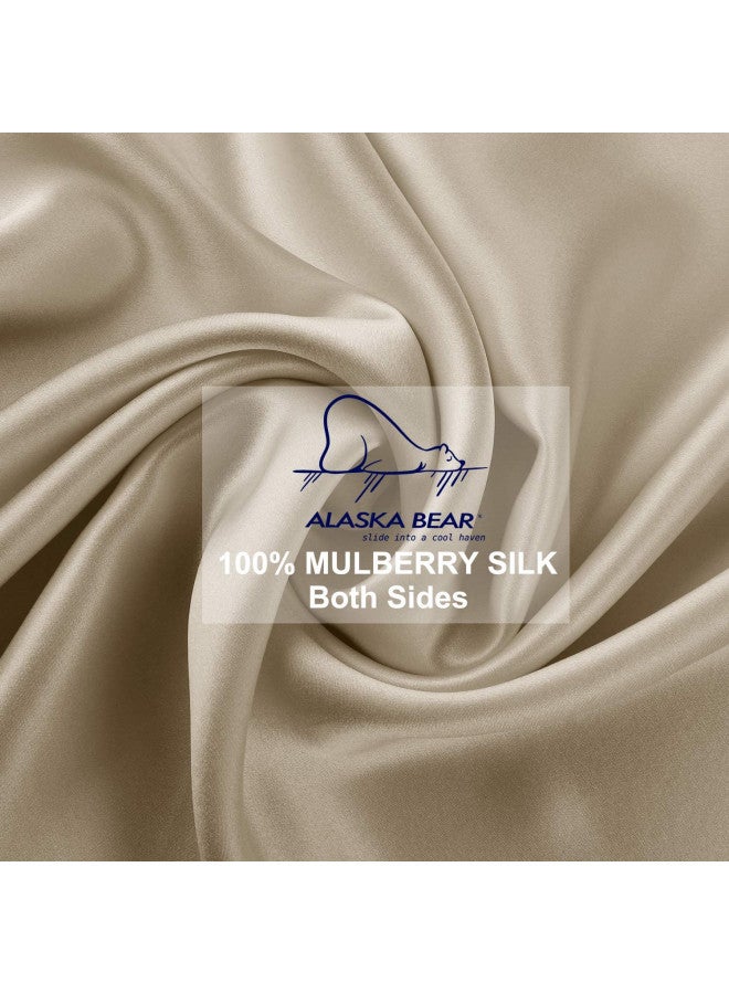 ALASKA BEAR Natural Silk Pillowcase, Hypoallergenic, 19 Momme, 600 Thread Count 100 Percent Mulberry Silk, King Size with Hidden Zipper (1,Champagne Gold) - Image 5