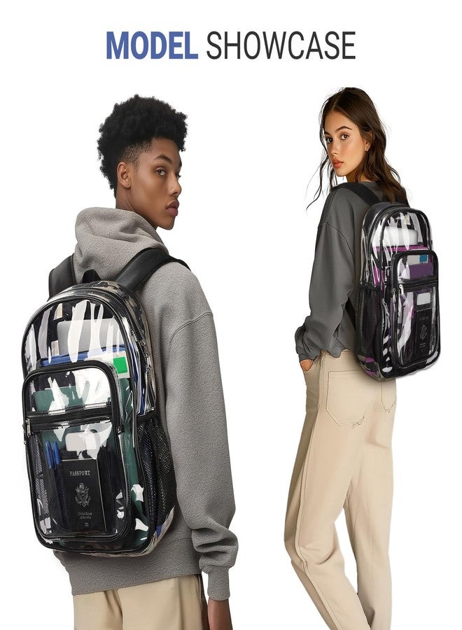 ZORFIN Clear Backpack for School: Large Clear Bookbag with Padded Straps - Heavy Duty PVC Transparent Backpack Black, Black, Medium, Modern - Image 2