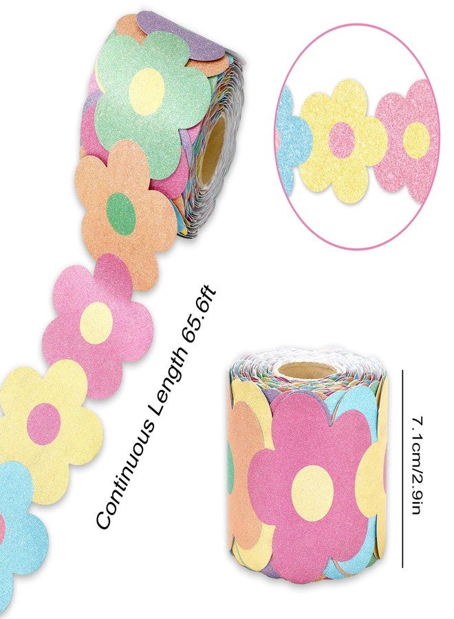 وولاين شريط حواف لوحة إعلانات بوهيمي مزين بالزهور من والين، بطول 65.6 قدم، لامع، بنقشة زهور باستيلية مقطوعة بدقة، لتزيين جدران السبورة. - Image 2