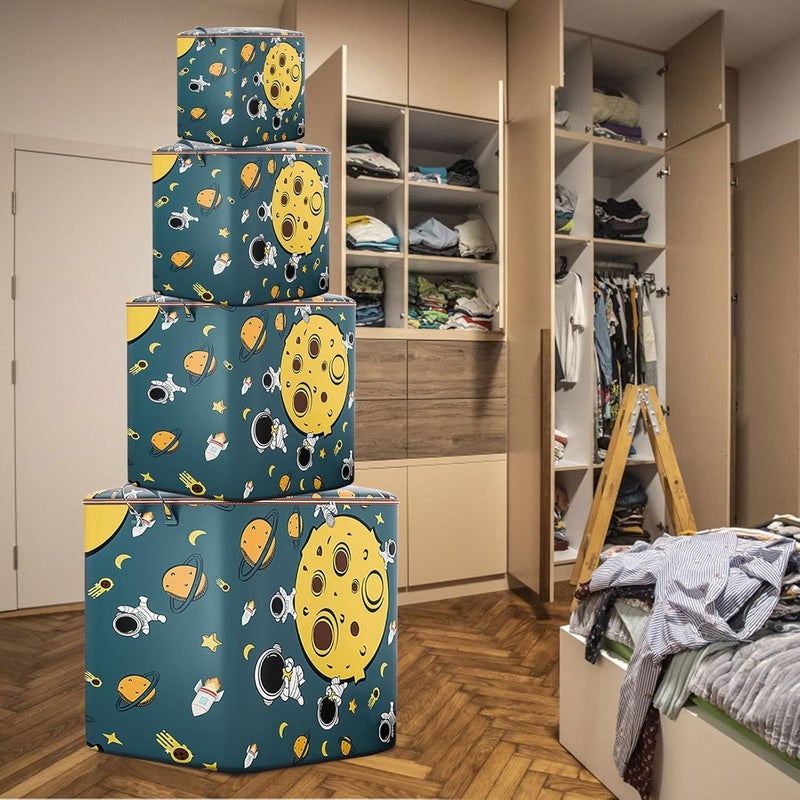 Fodgo Clothes Storage Stackable Cloth Storage Bins Foldable Cloth Organizer with Reinforced Handle for Organizing Clothing Comforter Blanket Bedding 28 Gallon ASpace - Image 4