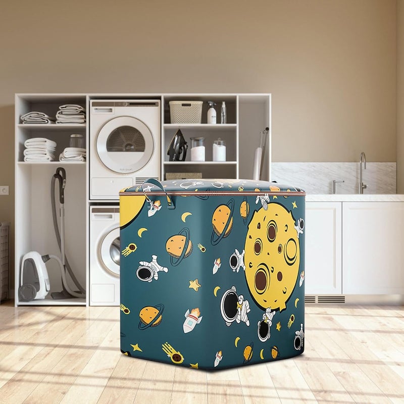 Fodgo Clothes Storage Stackable Cloth Storage Bins Foldable Cloth Organizer with Reinforced Handle for Organizing Clothing Comforter Blanket Bedding 28 Gallon ASpace - Image 5