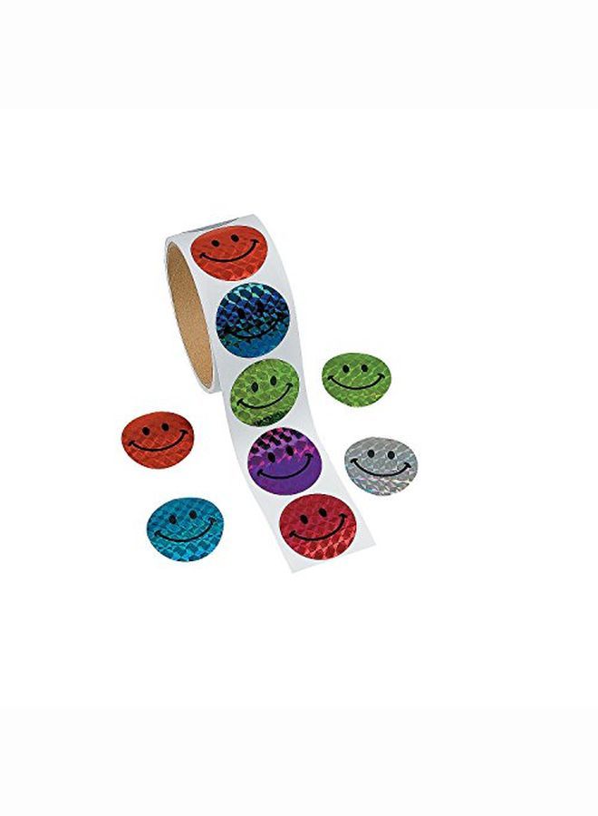 Fun Express Prism Smile Face Stickers (100Pc) Stationery Stickers Stickers Roll 1 Piece - Image 1