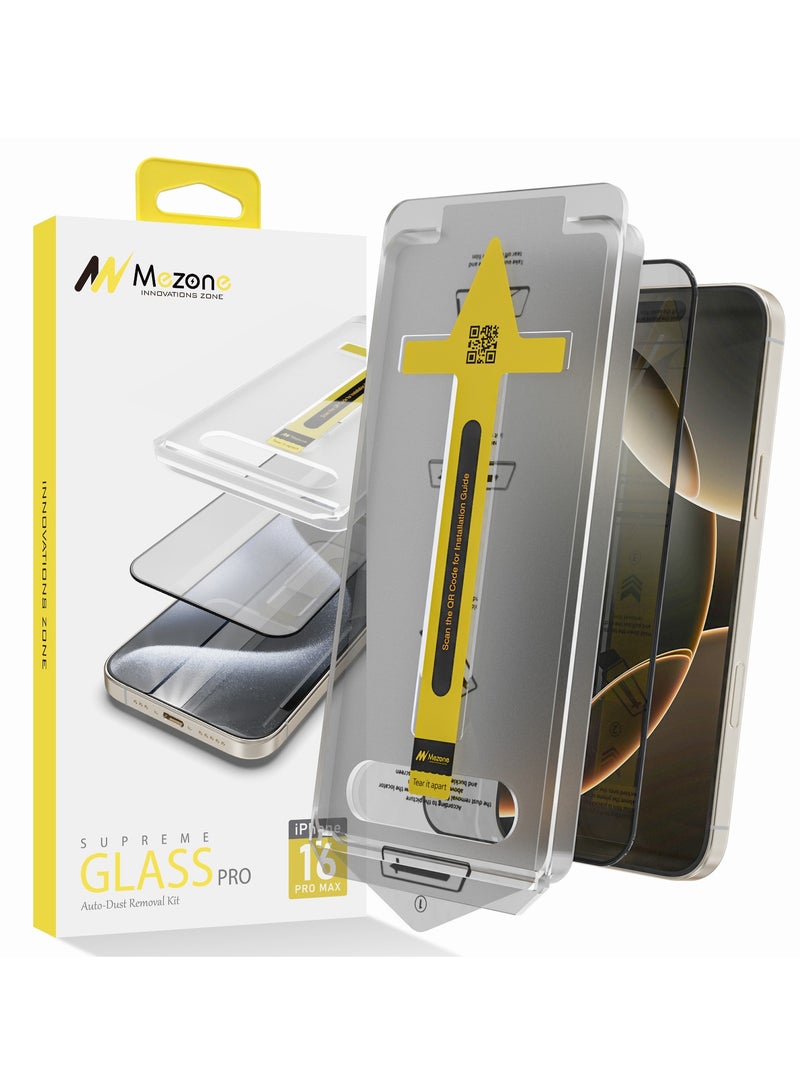 Mezone iPhone 16 Pro Max Screen Protector With Auto Alignment Kit HD Free Hand Easy Installation Frame Military-Grade Protection Scratch Resistant Anti-Fingerprint Bubble Free 9H Tempered Glass Film, Clear - Image 1