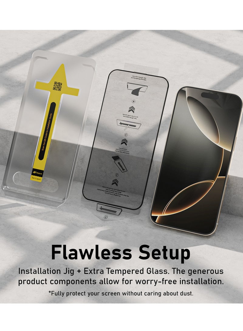 Mezone iPhone 16 Pro Max Screen Protector With Auto Alignment Kit HD Free Hand Easy Installation Frame Military-Grade Protection Scratch Resistant Anti-Fingerprint Bubble Free 9H Tempered Glass Film, Clear - Image 3
