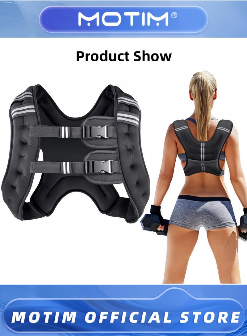 Motim Weighted Vest Adjustable with Reflective Stripe for Workout Strength Training Running Fitness Muscle Building Weight Loss and Weightlifting 10KG - Image 4