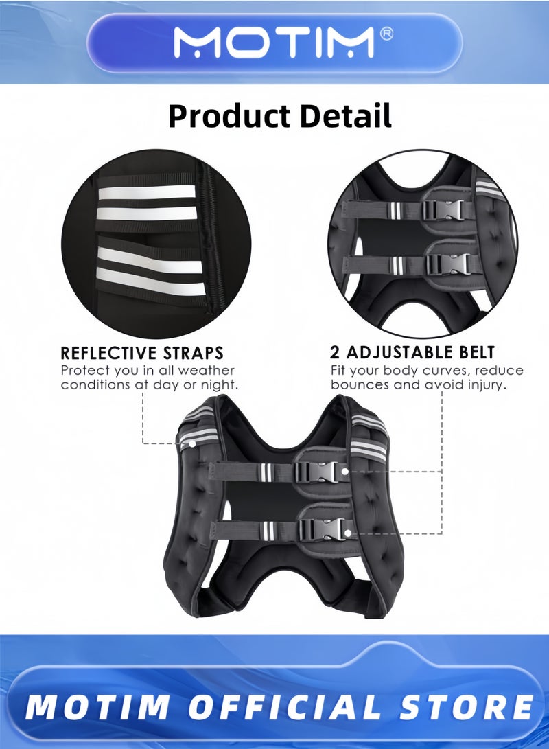 Motim Weighted Vest Adjustable with Reflective Stripe for Workout Strength Training Running Fitness Muscle Building Weight Loss and Weightlifting 10KG - Image 5