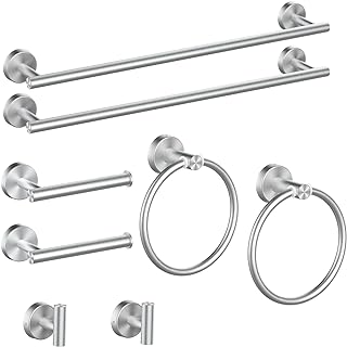 Cilee 8 Piece Brushed Nickel Bathroom Hardware Set , 24inch Bathroom Towel bar+Towel Ring+Toilet Paper Holder+ Robe - Image 1