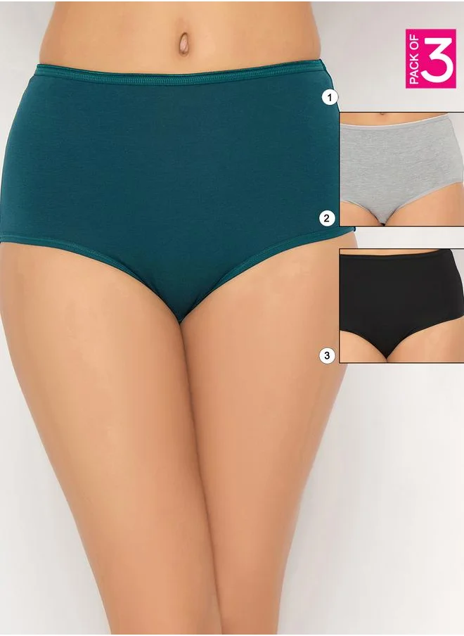 Clovia Clovia Pack of 3 - Solid High Rise Hipster Briefs