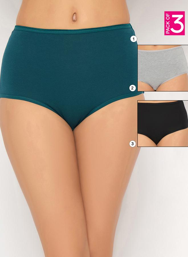 Clovia Pack of 3 - Solid High Rise Hipster Briefs - Image 1