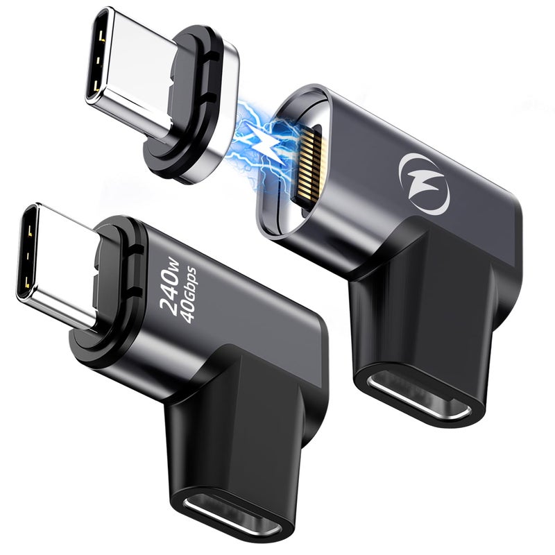 DuHeSin 240W USB C Magnetic Adapter 2 Pack Magnetic USB C Adapter Right Angle 24Pin with USBC 4 40Gbps 8K 60Hz for iPhone 1615 Series Thunderbolt 34 MacBook ProAir and More Type C Devices - Image 2