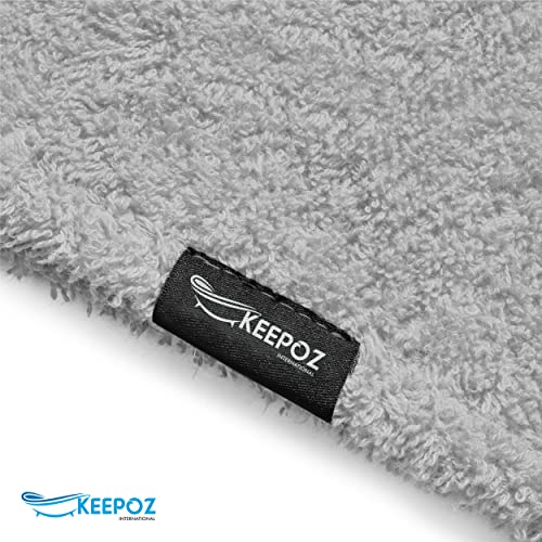 KEEPOZ Hair Towel Wrap Quick Dry 100% Cotton Super Absorbent Turban Head Wrap for Women with Button, Non Microfiber Anti Frizz Hair Products, Hair Cap for Curly, Long Hair (Grey, 1 Pc) - Image 4