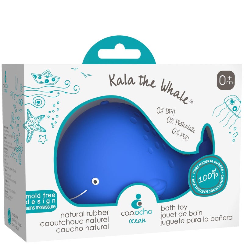 caaocho Pure Natural Rubber Bath Toy - Kala The Whale Baby Toy - Hole Free Bath Toys, BPA Free Bath Toys for Infants, Without Holes Sealed Natural Rubber Baby Toy - Image 1