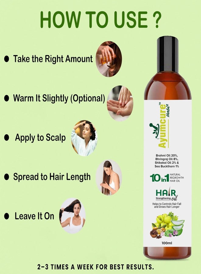 Ayumcure 1% Sea Buckthorn, 20% Brahmi Oil, 8% Bhringraj Oil, 2% Shikakai Hair Oil | Hair Strengthening, Controls Hair Fall and Grows Hair Naturally I 100ml |Men & Women - Image 4
