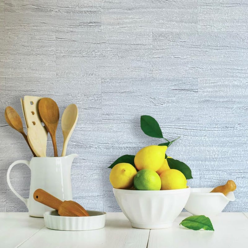 AULIGET 20-Piece Light Shale Peel and Stick Backsplash Wall Tiles, 6" x 12" PVC Faux Stone Stick on Tile for Backsplash Kitchen, Bathroom, Laundry Room, Camper, Fireplace - Image 4