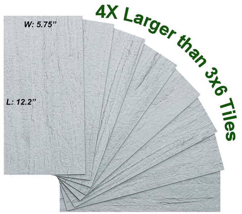 AULIGET 20-Piece Light Shale Peel and Stick Backsplash Wall Tiles, 6" x 12" PVC Faux Stone Stick on Tile for Backsplash Kitchen, Bathroom, Laundry Room, Camper, Fireplace - Image 3