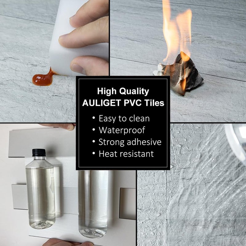 AULIGET 20-Piece Light Shale Peel and Stick Backsplash Wall Tiles, 6" x 12" PVC Faux Stone Stick on Tile for Backsplash Kitchen, Bathroom, Laundry Room, Camper, Fireplace - Image 5