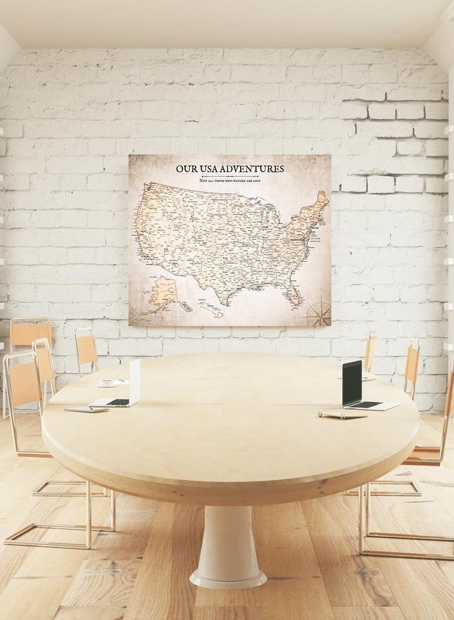 IPIC - Vintage USA Map Canvas Wall Art, Large Travel map Print for Home, Office, or Study, Push Pin Map Decor for Travel Lovers, Ready to Hang - Image 3