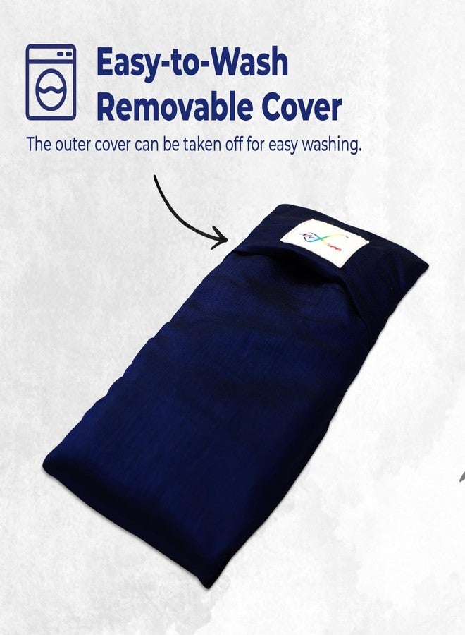 MeFree Eye Pillow for Relaxation, Silk Eye Pillow with flaxseeds, Small,Perfect for Sleeping, Yoga, Meditation, Handwash outer case | Length: 10cms, Width: 21.5cms, 200 grams | Navy Blue - Image 4