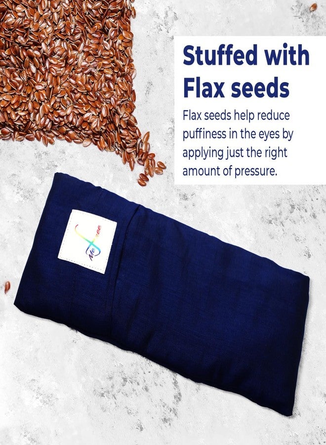MeFree Eye Pillow for Relaxation, Silk Eye Pillow with flaxseeds, Small,Perfect for Sleeping, Yoga, Meditation, Handwash outer case | Length: 10cms, Width: 21.5cms, 200 grams | Navy Blue - Image 1