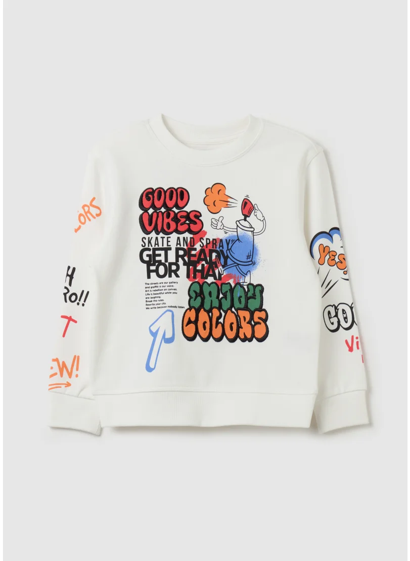 او في اس French terry sweatshirt with print
