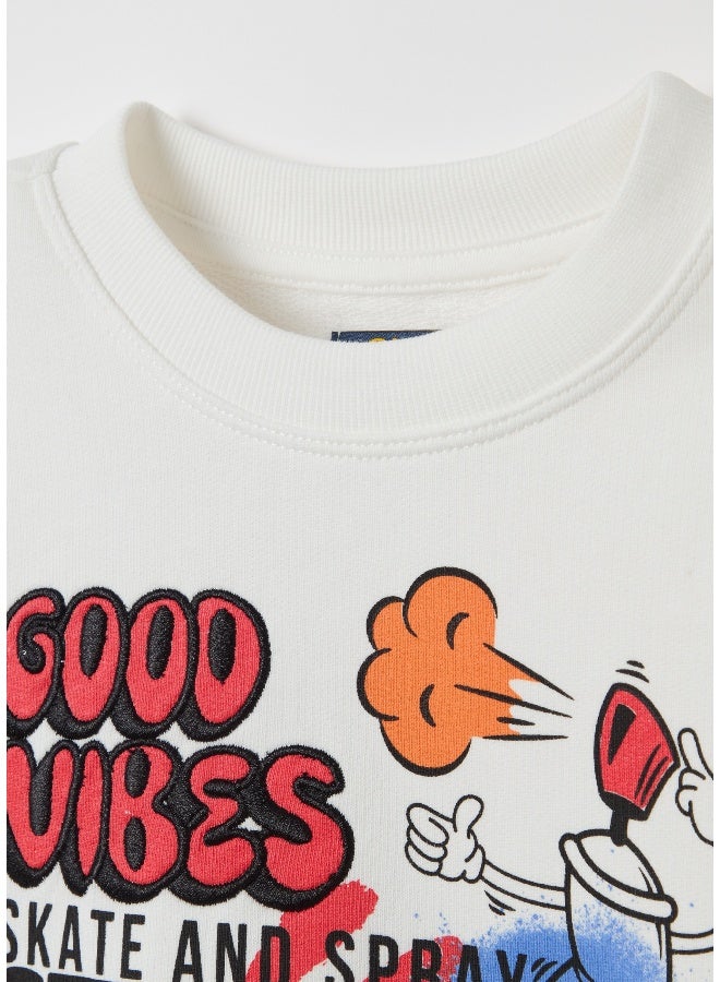 Ovs French terry sweatshirt with print - Image 3