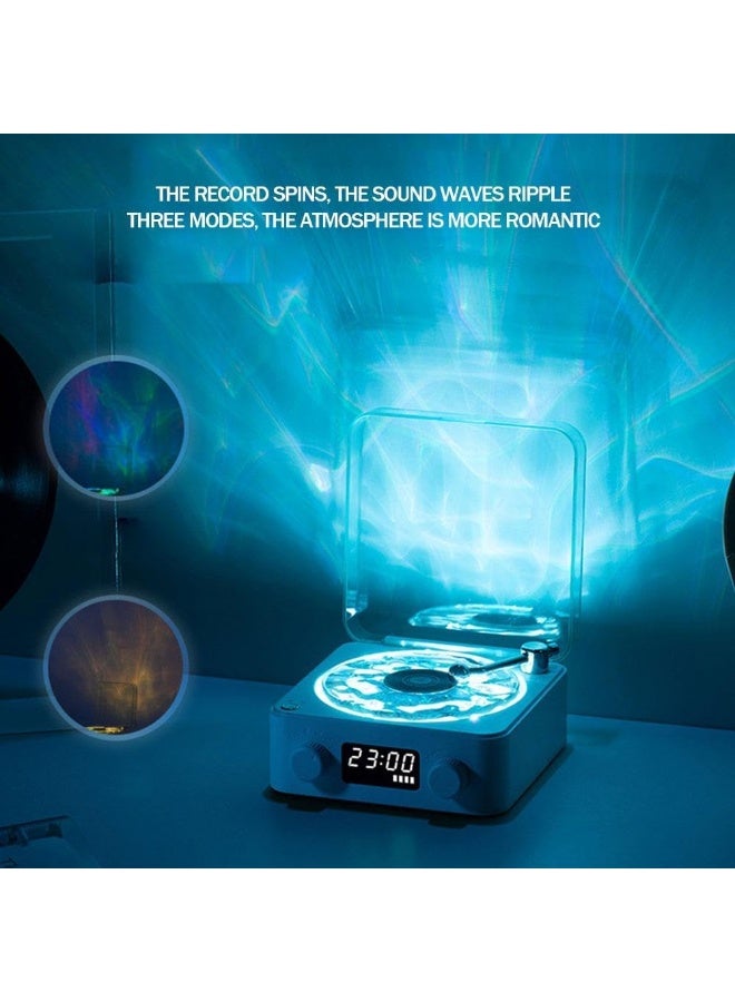 مكبر صوت بلوتوث محمول يبدو وكأنه مشغل تسجيل، لاسلكي عتيق بنمط مشغل اسطوانات فينيل مع اضواء محيطة - Image 2