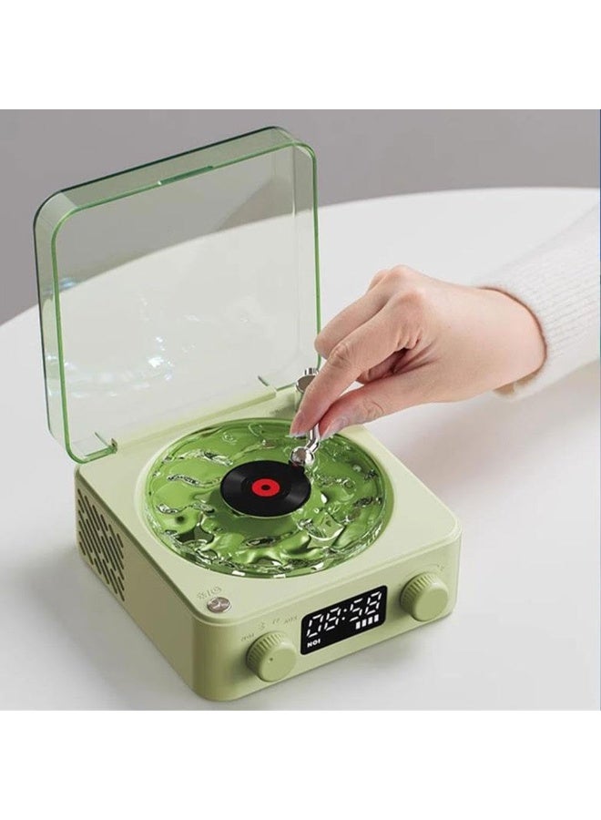 مكبر صوت بلوتوث محمول يبدو وكأنه مشغل تسجيل، لاسلكي عتيق بنمط مشغل اسطوانات فينيل مع اضواء محيطة - Image 3