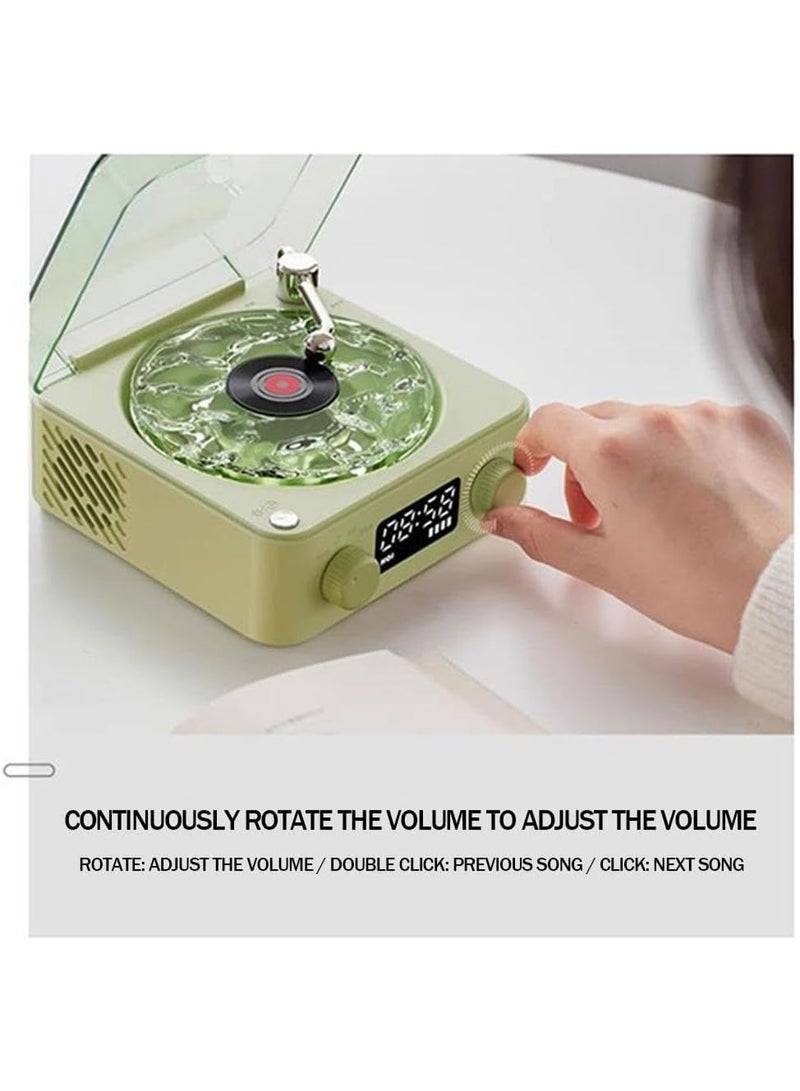 مكبر صوت بلوتوث محمول يبدو وكأنه مشغل تسجيل، لاسلكي عتيق بنمط مشغل اسطوانات فينيل مع اضواء محيطة - Image 5