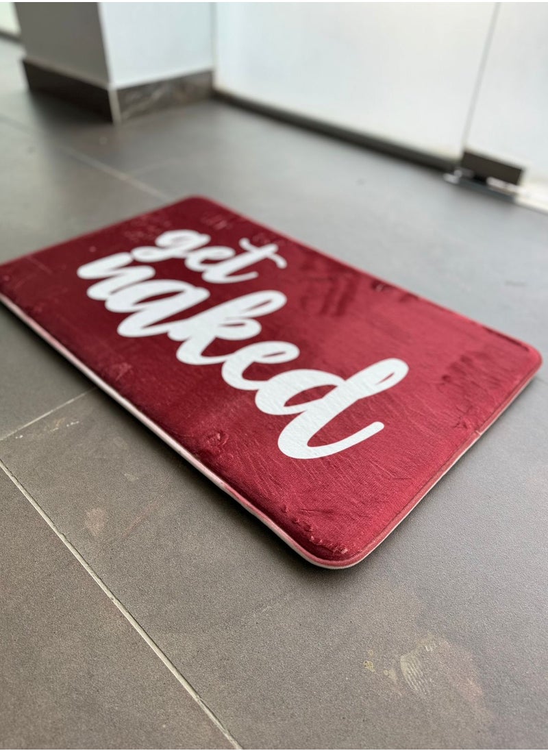 RIZARIES Supersoft Burgundy Get Nak Door Mat, Non-slip Washable, 50 x 80cm  - Image 4
