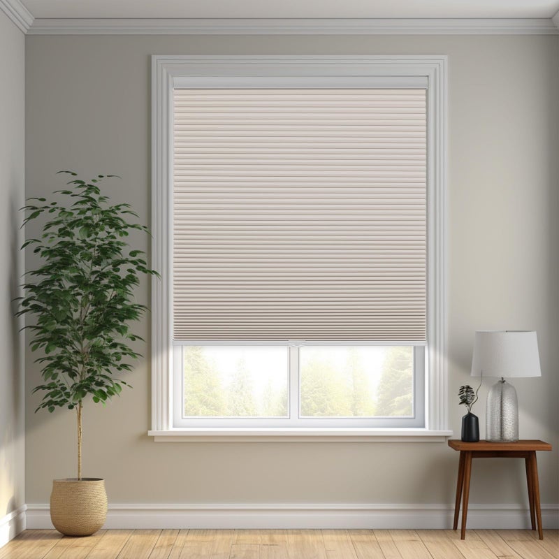 Changshade Cordless Cellular Shades, Blackout Honeycomb Shades for Windows, Pull Down Pleated Blinds, Easy to Install for Indoor Windows and French Doors,20" W x 48" H, Beige - Image 5