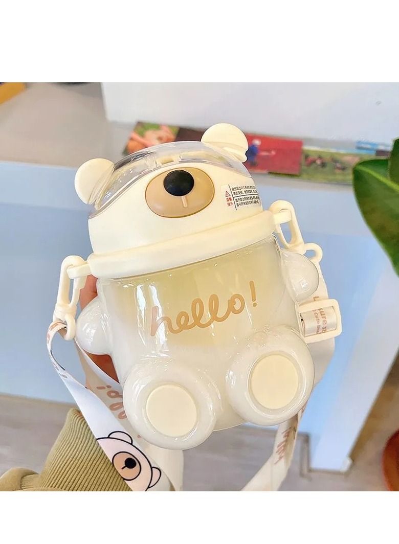 Cute Cartoon Bear Plastic Water Bottle BPA Free Portable Sports Bottle for Kids  - Image 1