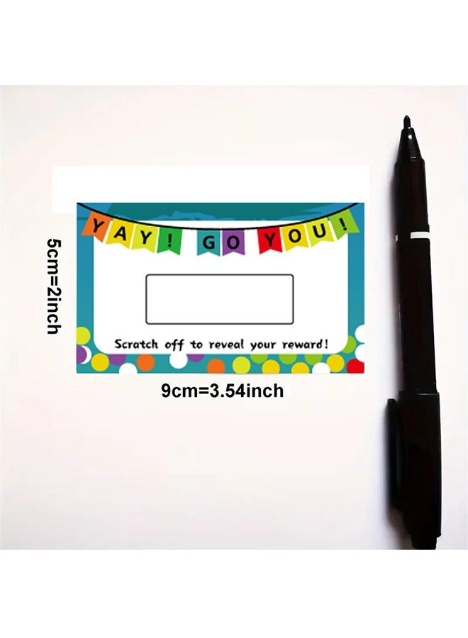 HY DIY Scratch Off Greeting Cards for Teachers,Win Cards Blank Certificate Gift Cards Customer Appreciation 50 Cards and Stickers Included - Image 3