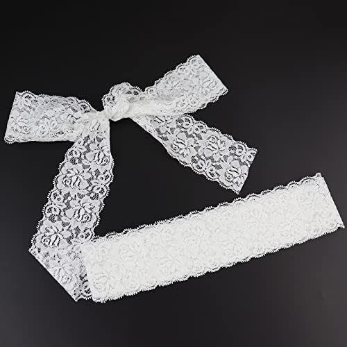 ETIAL 2.4 Inch White Lace Ribbon,Sewing Lace Trim, Elastic Stretchy Lace Fabric - 5 Yard,Perfect for Crafting,Sewing Making,Gift Wrapping and Bridal Wedding Decorations - Image 4