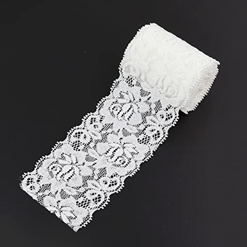 ETIAL 2.4 Inch White Lace Ribbon,Sewing Lace Trim, Elastic Stretchy Lace Fabric - 5 Yard,Perfect for Crafting,Sewing Making,Gift Wrapping and Bridal Wedding Decorations - Image 1