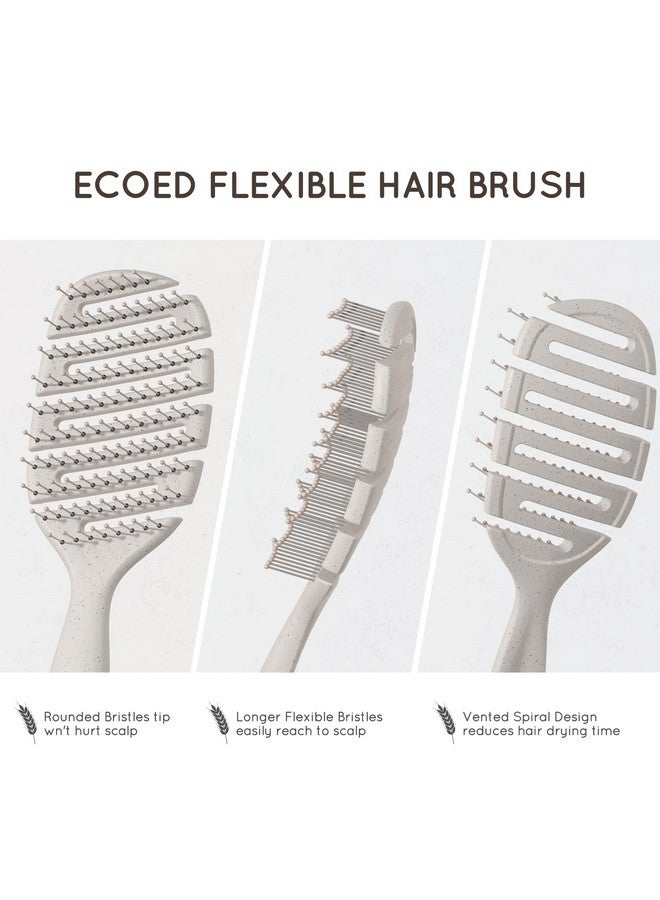 Hair Brush, Vented Detangling Brush For Curly, Thick, And Straight Hair - Gently Detangles And Smooths Hair - Works On Wet Or Dry Hair - Eco-Friendly And Biodegradable - Unisex