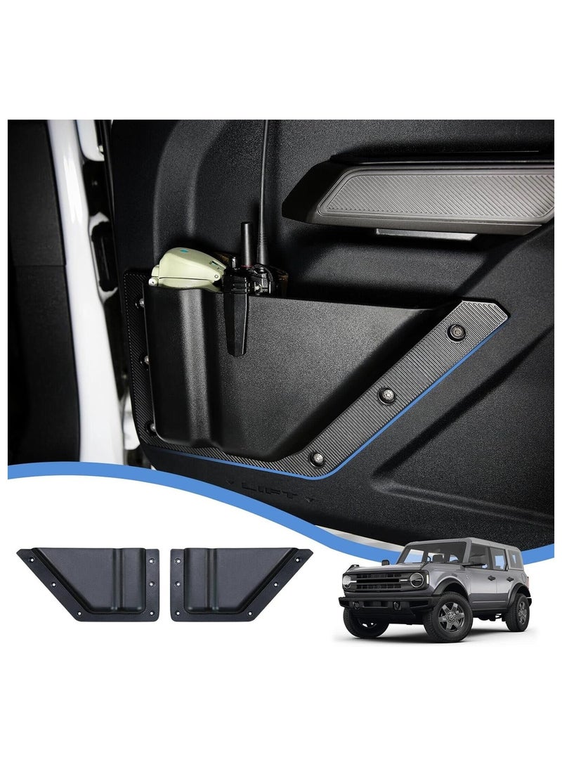 SOLARAE Bronco Door Storage Organizer Pockets for 2021-2024 Ford Bronco - 2PCS Cup Holder Side Insert Accessory for 2/4-Door Models (Not Compatible with Bronco Sport) - Image 1
