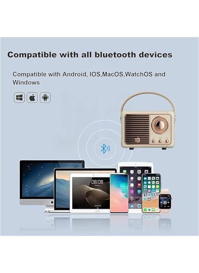 HOOKOR Retro Bluetooth Speaker, Small Wireless Bluetooth Speaker, Vintage Decor Cute Old Fashion Style for Kitchen Desk Bedroom Office Outdoor Accessories for Android/iOS Devices (White)  - Image 3