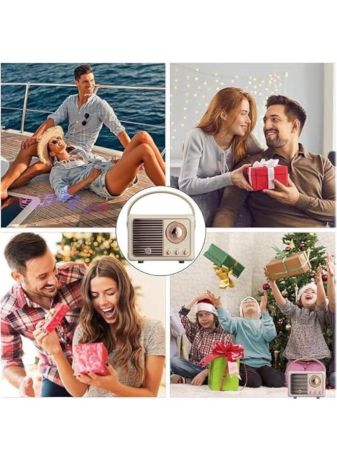 HOOKOR Retro Bluetooth Speaker, Small Wireless Bluetooth Speaker, Vintage Decor Cute Old Fashion Style for Kitchen Desk Bedroom Office Outdoor Accessories for Android/iOS Devices (White)  - Image 4