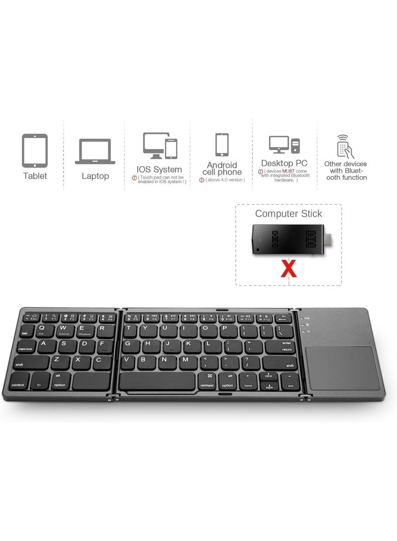 Sparklepals Mini Foldable Keyboard With Touchpad Compatible with Bluetooth 3.0 Wireless Foldable Keyboard For All Devices - Image 3