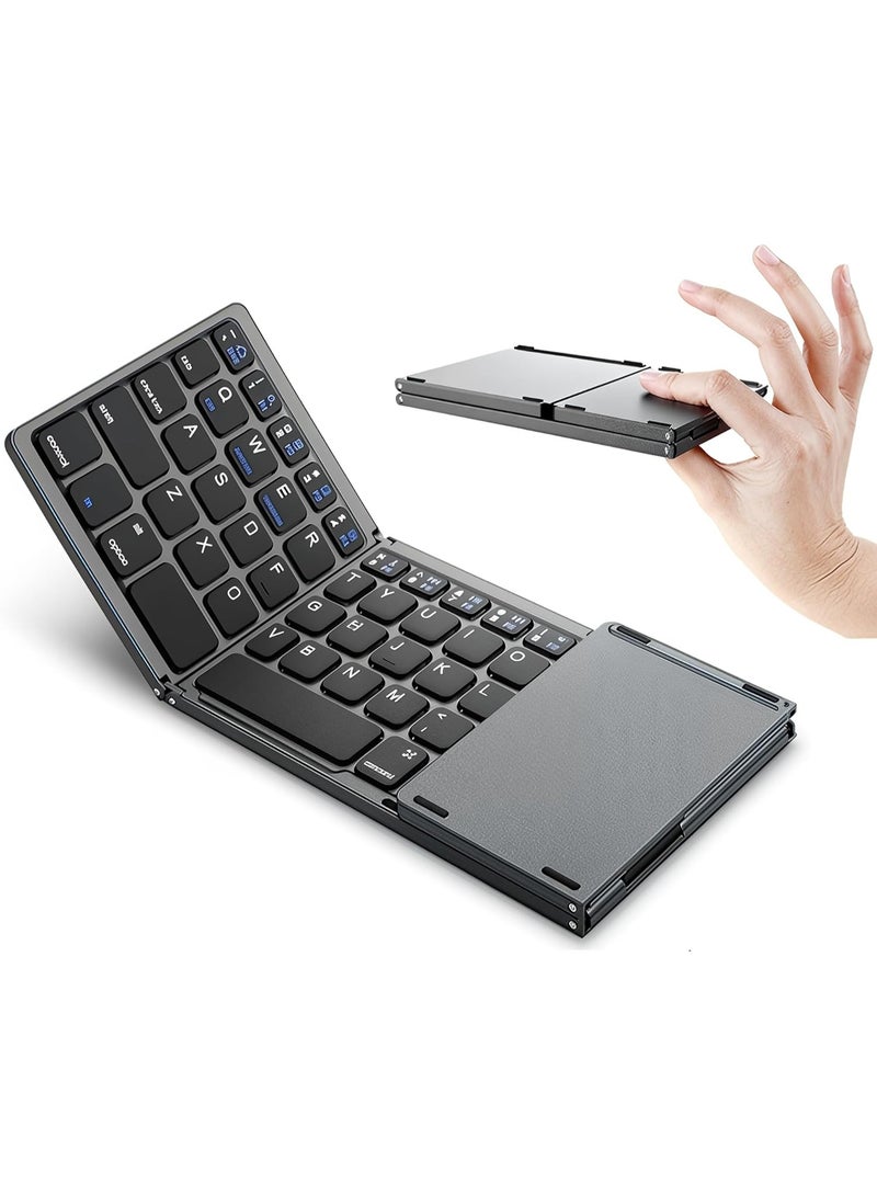 Sparklepals Mini Foldable Keyboard With Touchpad Compatible with Bluetooth 3.0 Wireless Foldable Keyboard For All Devices - Image 1
